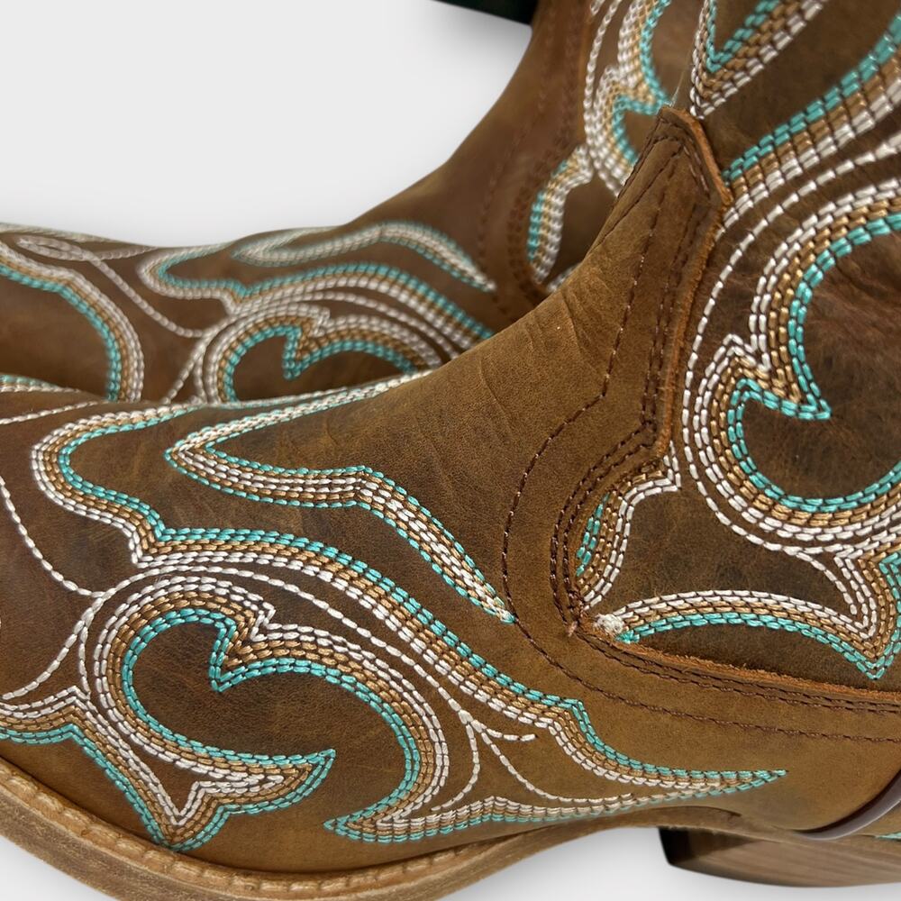 Buck & Brana Regina Napa Camel Embroidered Leather Western Ankle Boot Size 6 NEW - Picture 10 of 13